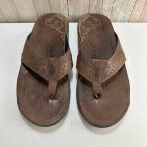 The North Face Bridgeton Flip Flop Mens Size‎ 13 Brown Leather Slip On stamped